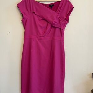 J. Crew Origami Vibrant Pink Wool Crepe Sheath Dress